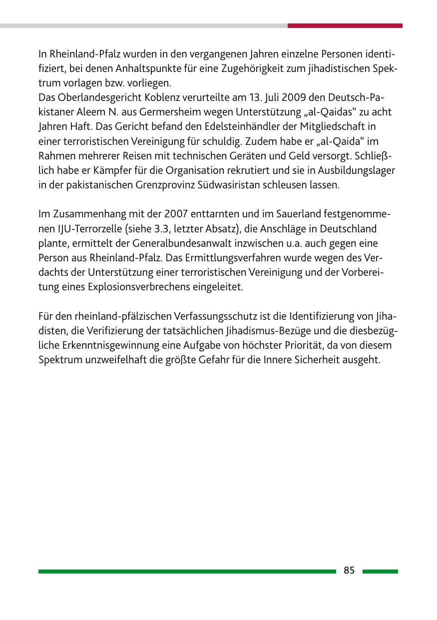 Seite 86 des Verfassungsschutzbericht 2009 Rheinland-Pfalz