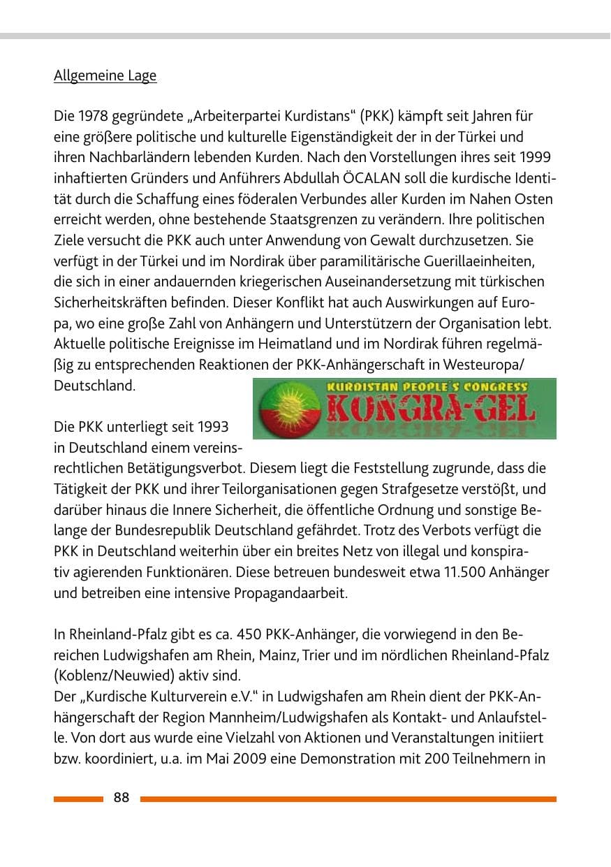 Seite 89 des Verfassungsschutzbericht 2009 Rheinland-Pfalz