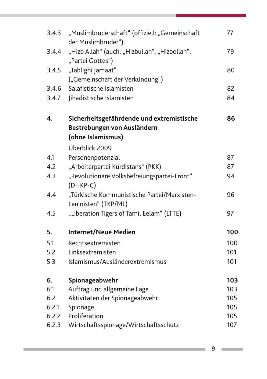 Seite 10 des Verfassungsschutzbericht 2009 Rheinland-Pfalz