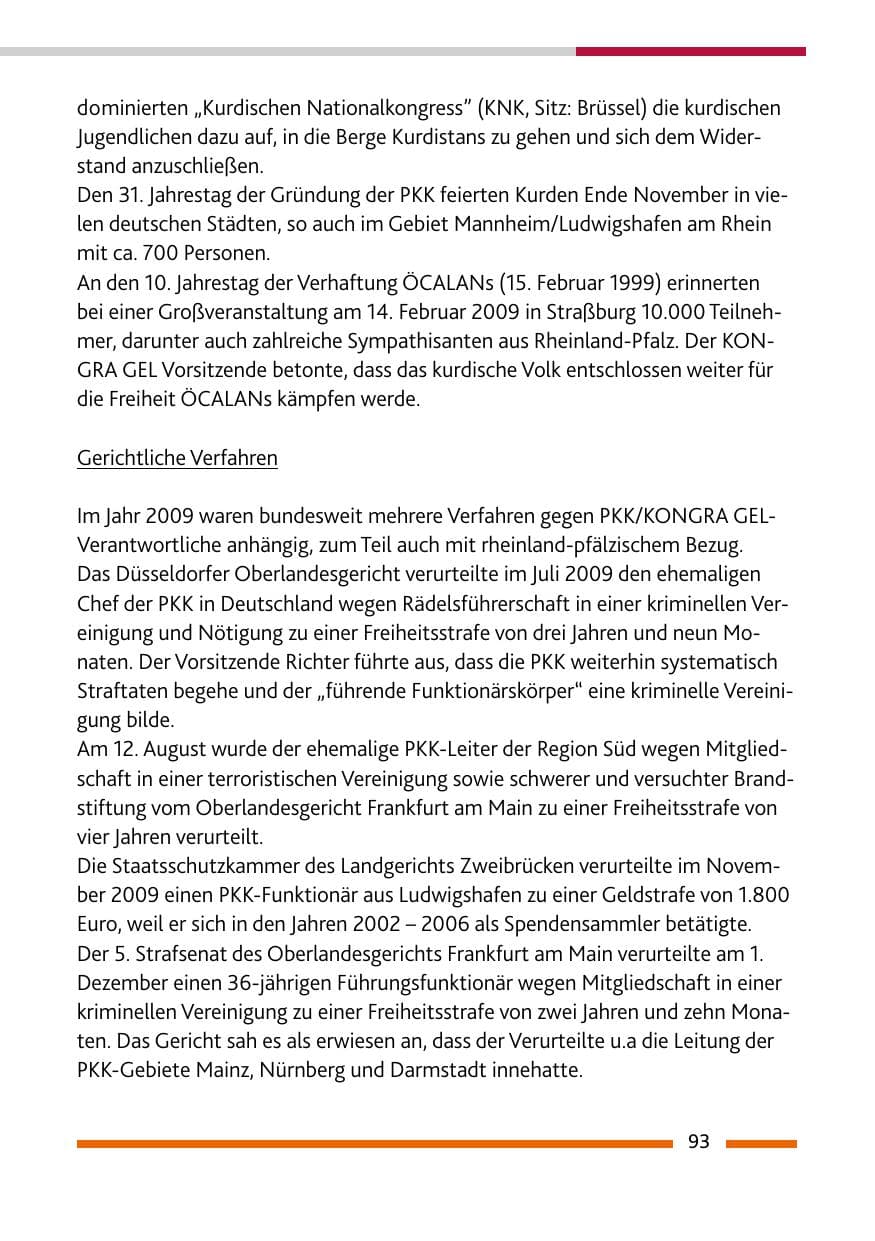 Seite 94 des Verfassungsschutzbericht 2009 Rheinland-Pfalz
