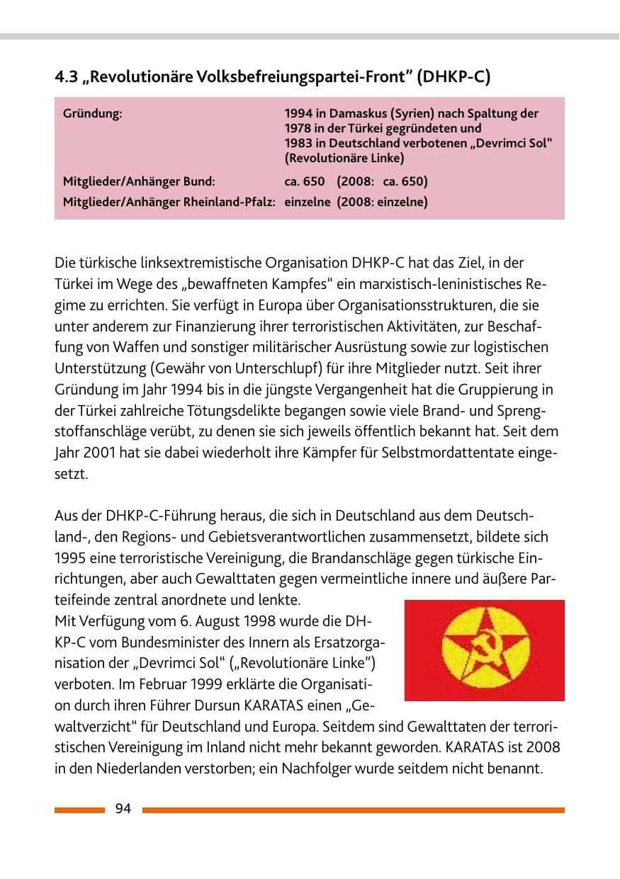 Seite 95 des Verfassungsschutzbericht 2009 Rheinland-Pfalz