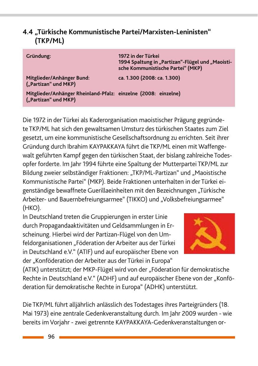 Seite 97 des Verfassungsschutzbericht 2009 Rheinland-Pfalz