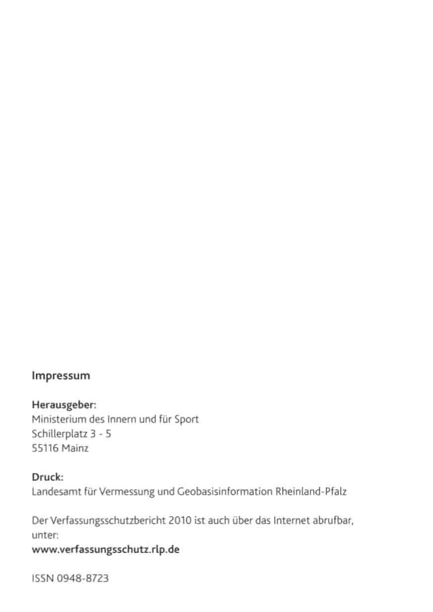 Seite 131 des Verfassungsschutzbericht 2010 Rheinland-Pfalz