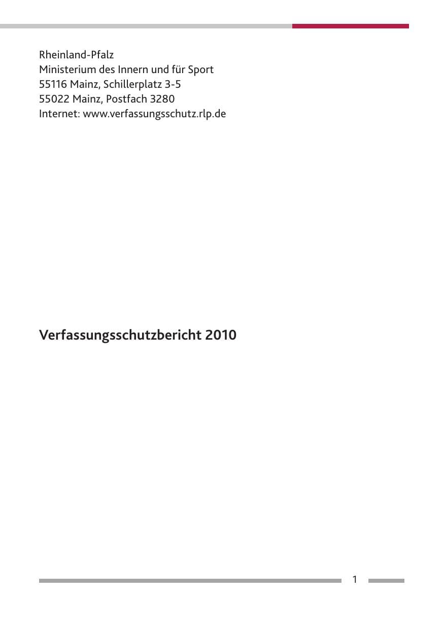 Seite 3 des Verfassungsschutzbericht 2010 Rheinland-Pfalz