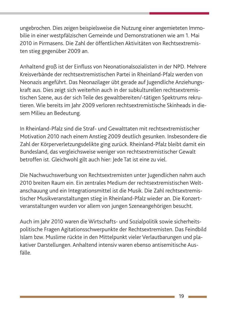Seite 21 des Verfassungsschutzbericht 2010 Rheinland-Pfalz