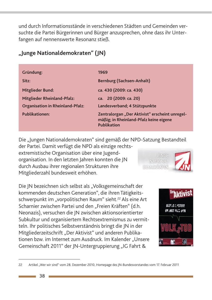 Seite 40 des Verfassungsschutzbericht 2010 Rheinland-Pfalz
