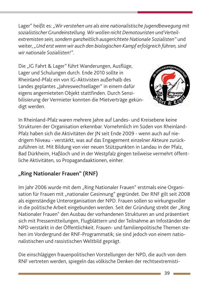Seite 41 des Verfassungsschutzbericht 2010 Rheinland-Pfalz