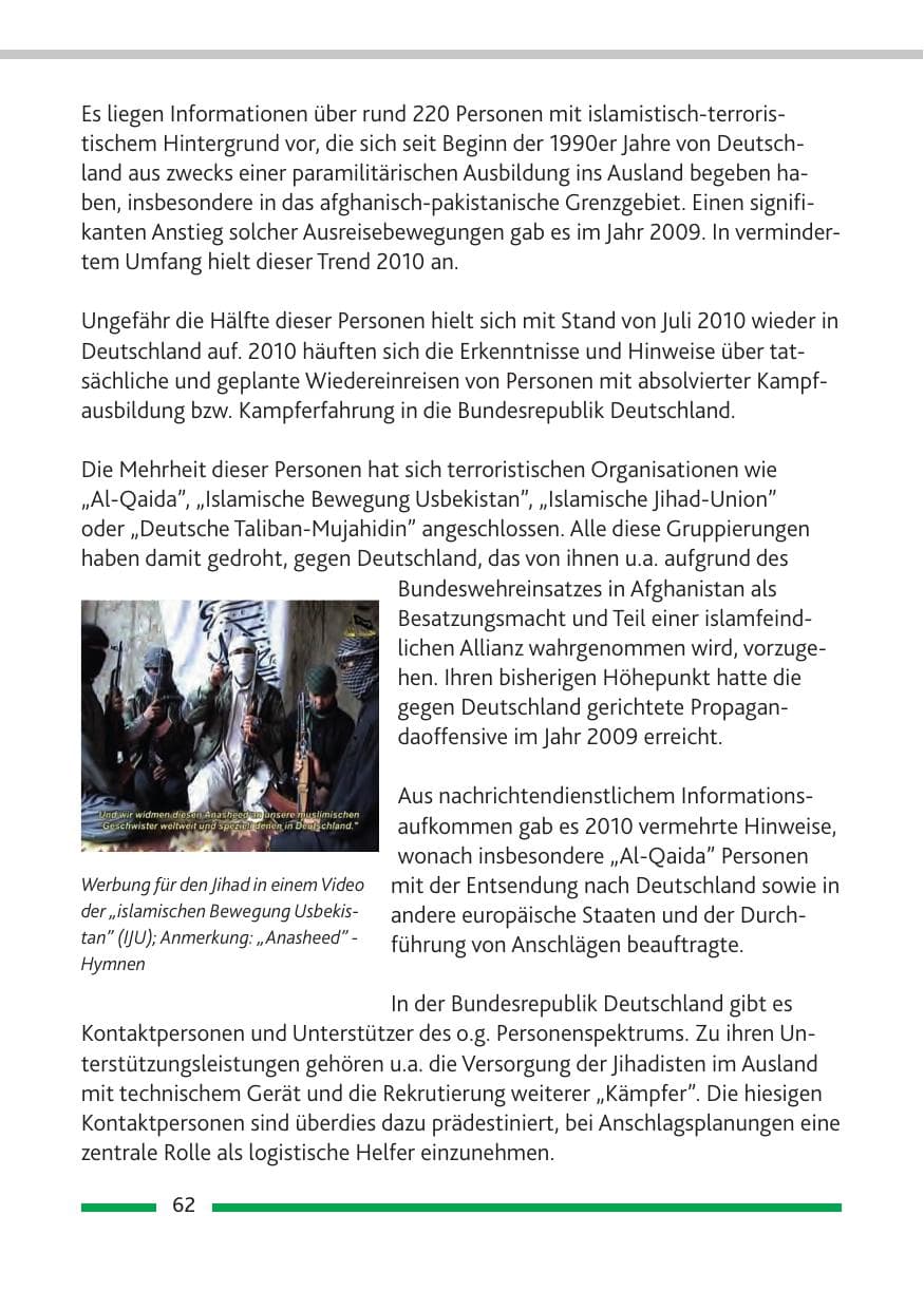 Seite 64 des Verfassungsschutzbericht 2010 Rheinland-Pfalz
