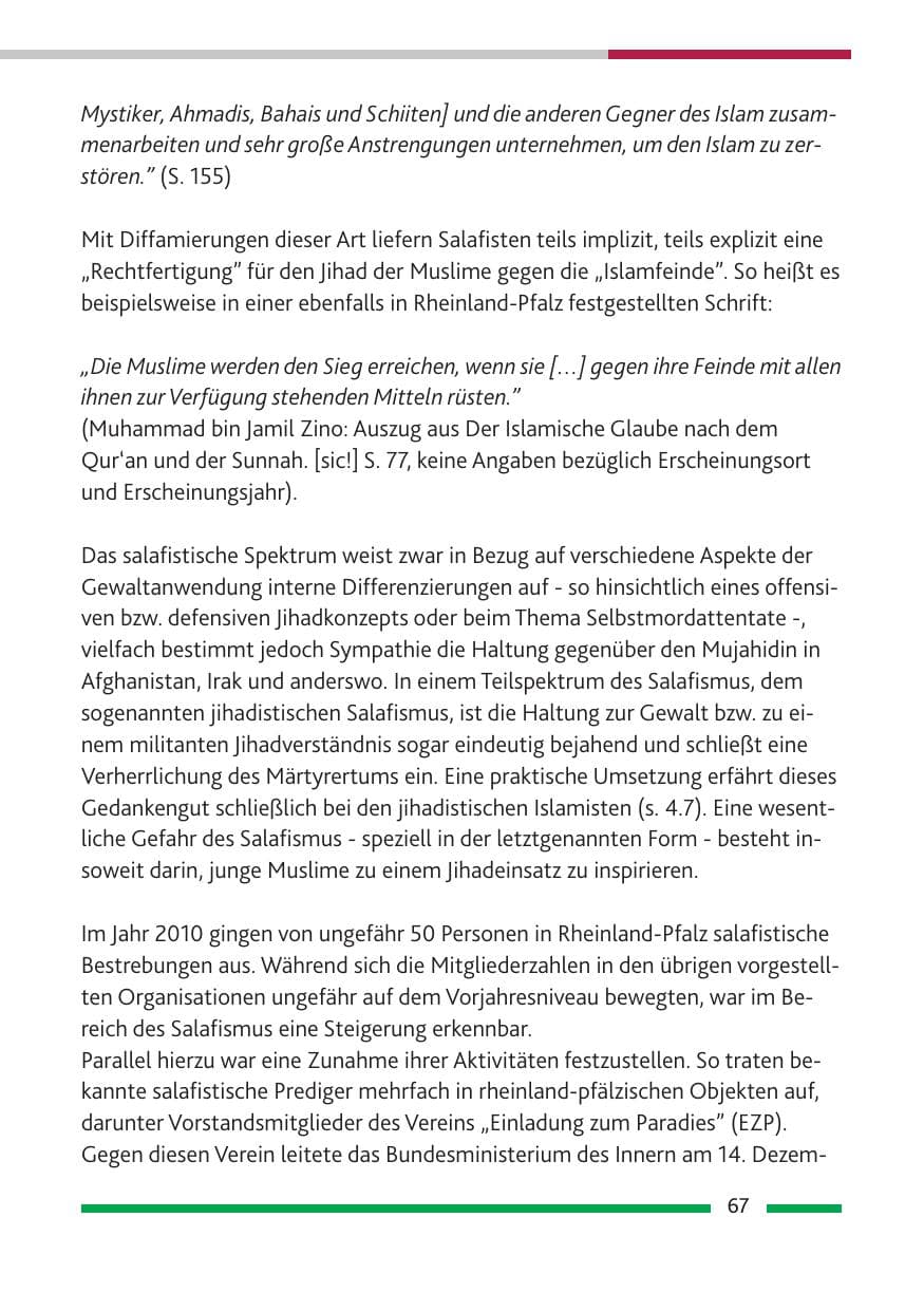 Seite 69 des Verfassungsschutzbericht 2010 Rheinland-Pfalz