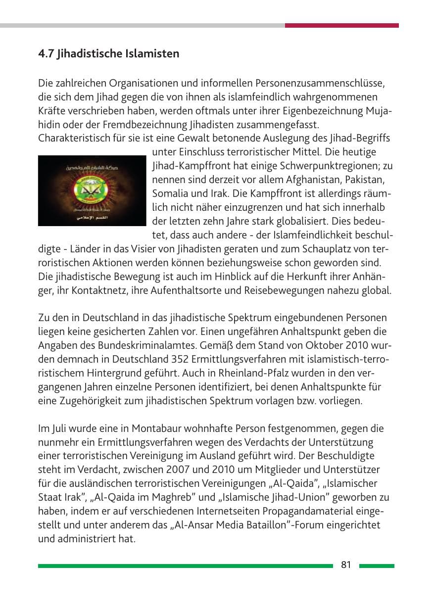 Seite 83 des Verfassungsschutzbericht 2010 Rheinland-Pfalz
