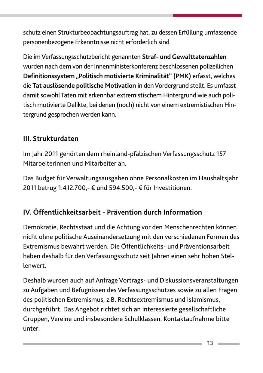 Seite 15 des Verfassungsschutzbericht 2011 Rheinland-Pfalz
