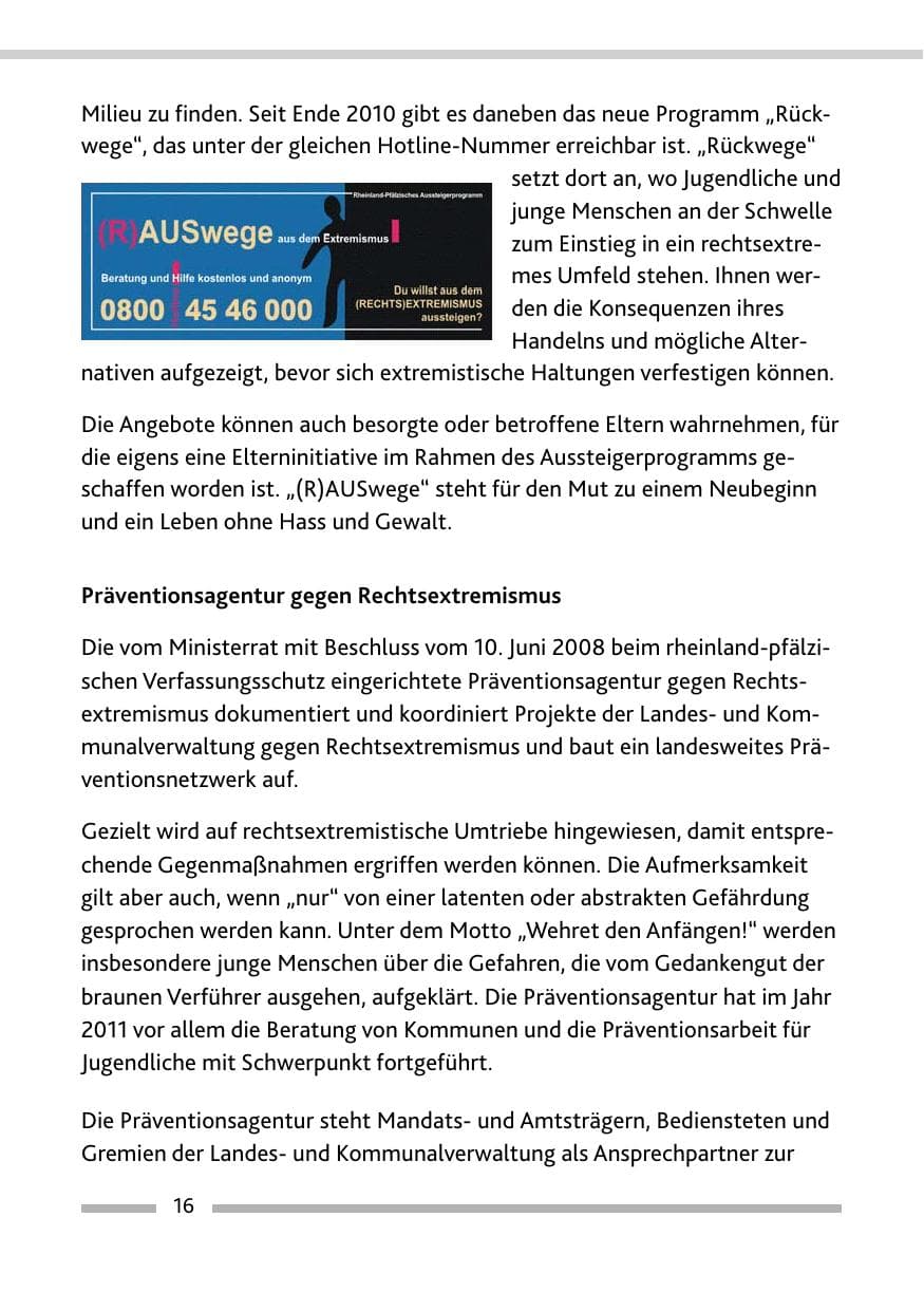 Seite 18 des Verfassungsschutzbericht 2011 Rheinland-Pfalz