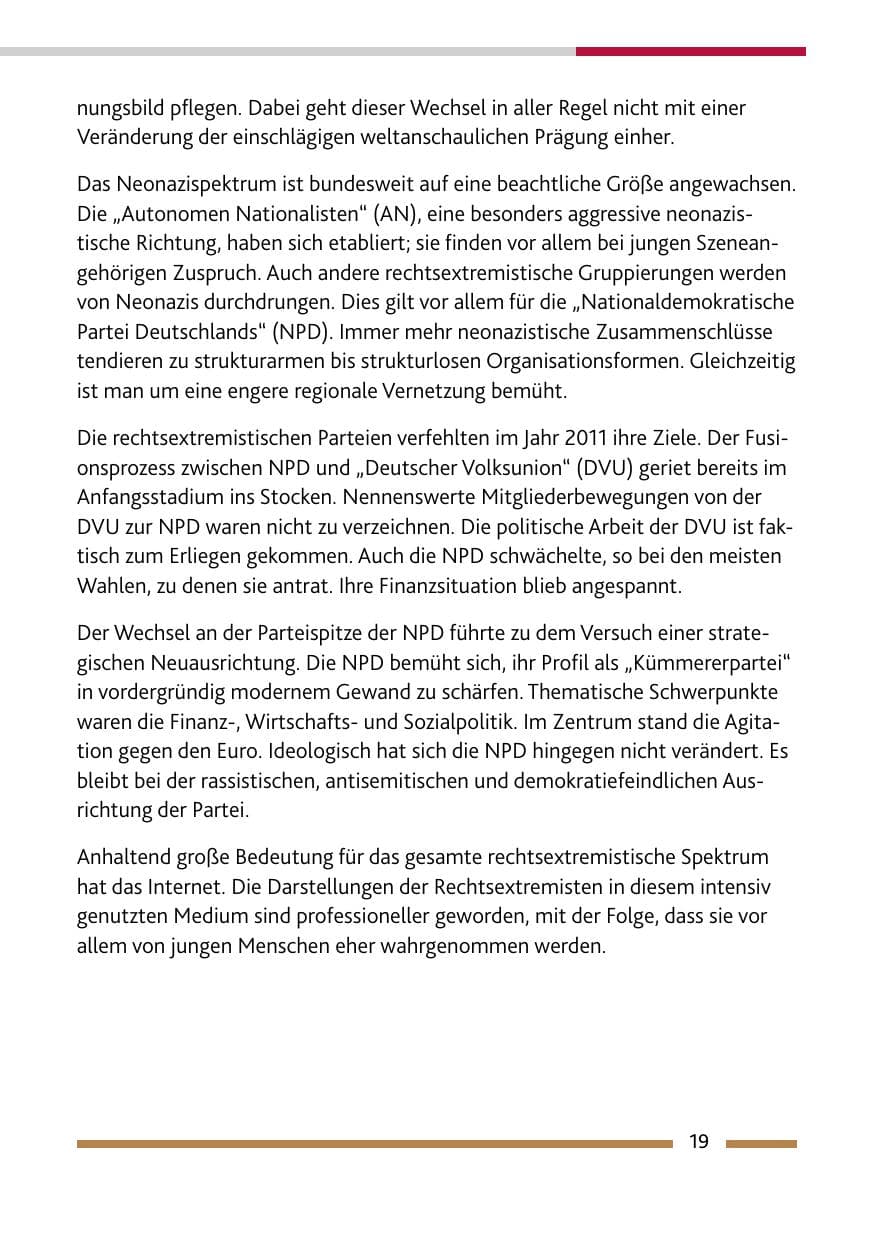 Seite 21 des Verfassungsschutzbericht 2011 Rheinland-Pfalz