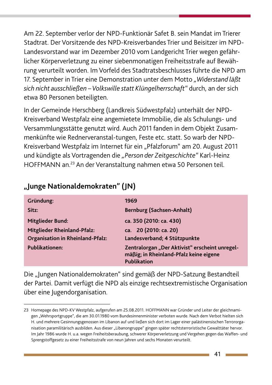 Seite 43 des Verfassungsschutzbericht 2011 Rheinland-Pfalz