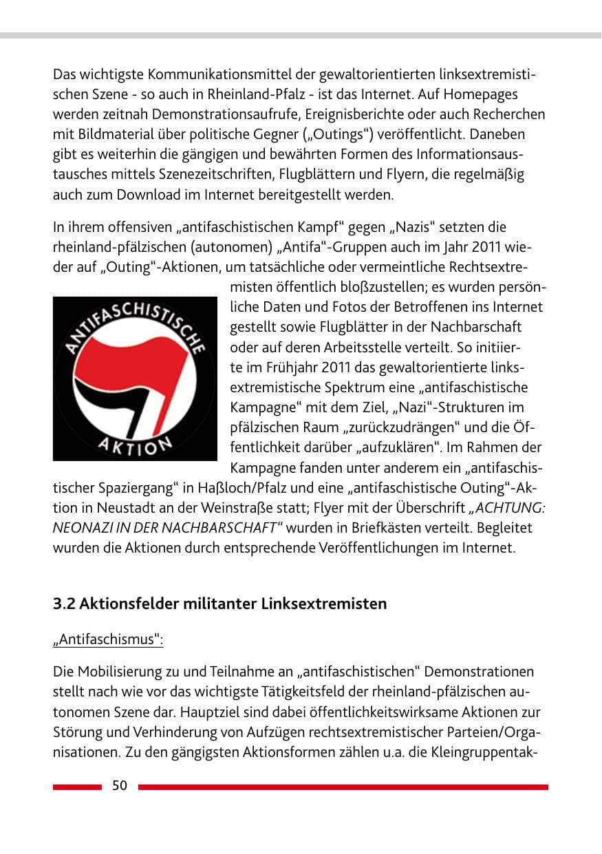 Seite 52 des Verfassungsschutzbericht 2011 Rheinland-Pfalz