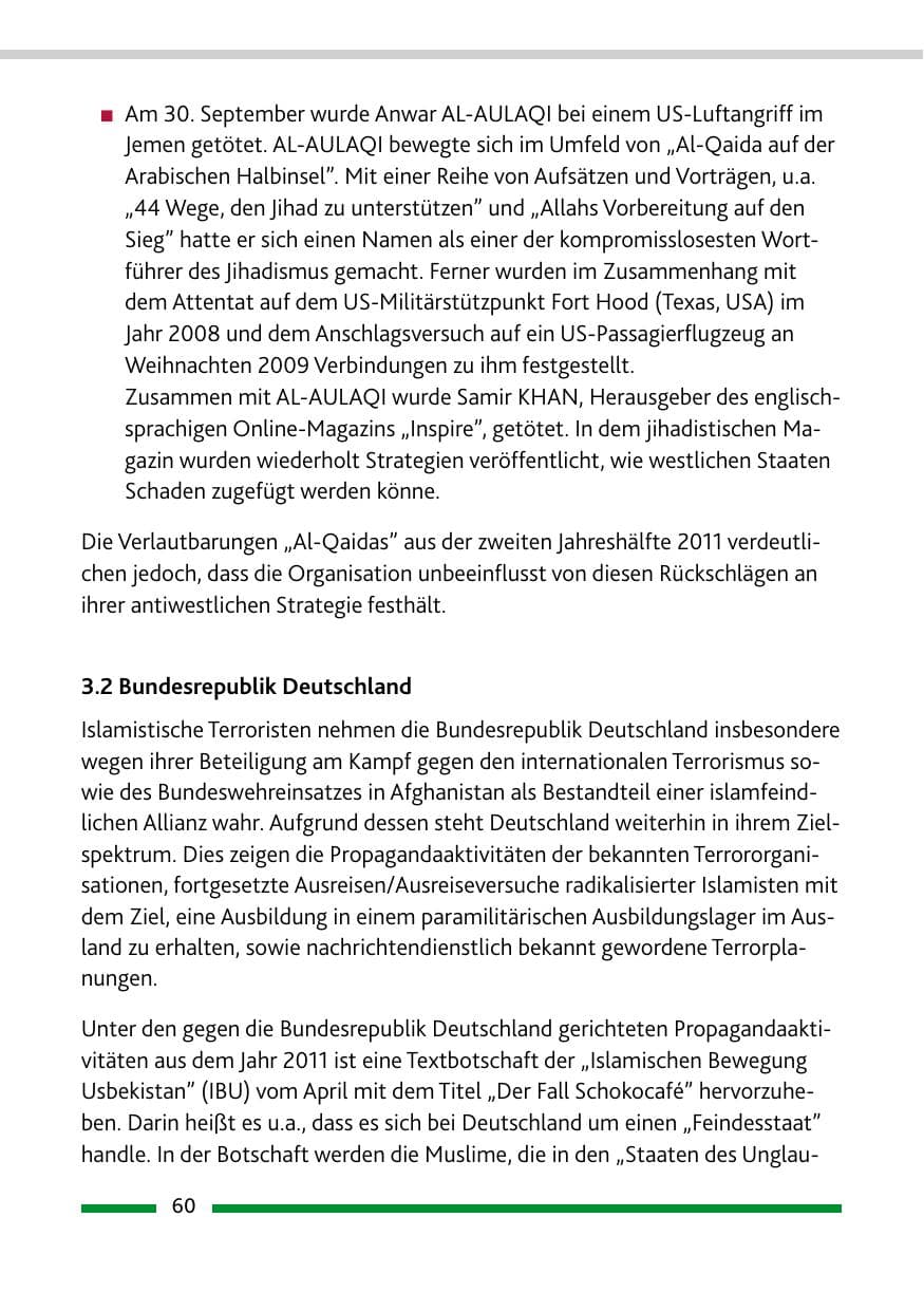 Seite 62 des Verfassungsschutzbericht 2011 Rheinland-Pfalz