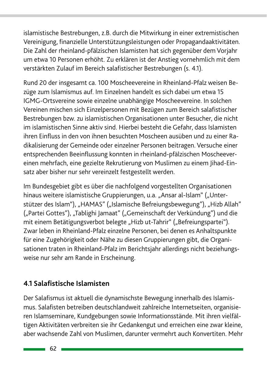 Seite 64 des Verfassungsschutzbericht 2011 Rheinland-Pfalz
