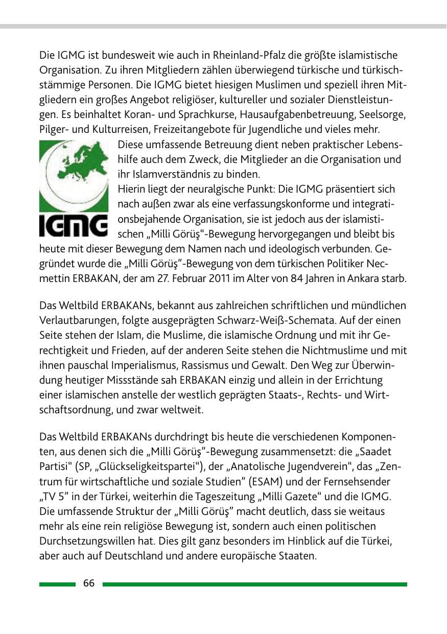 Seite 68 des Verfassungsschutzbericht 2011 Rheinland-Pfalz