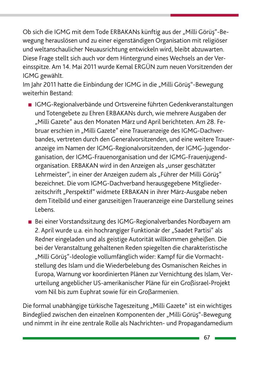 Seite 69 des Verfassungsschutzbericht 2011 Rheinland-Pfalz