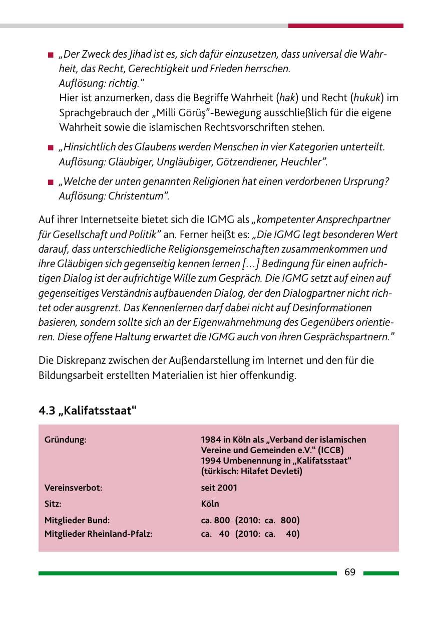 Seite 71 des Verfassungsschutzbericht 2011 Rheinland-Pfalz