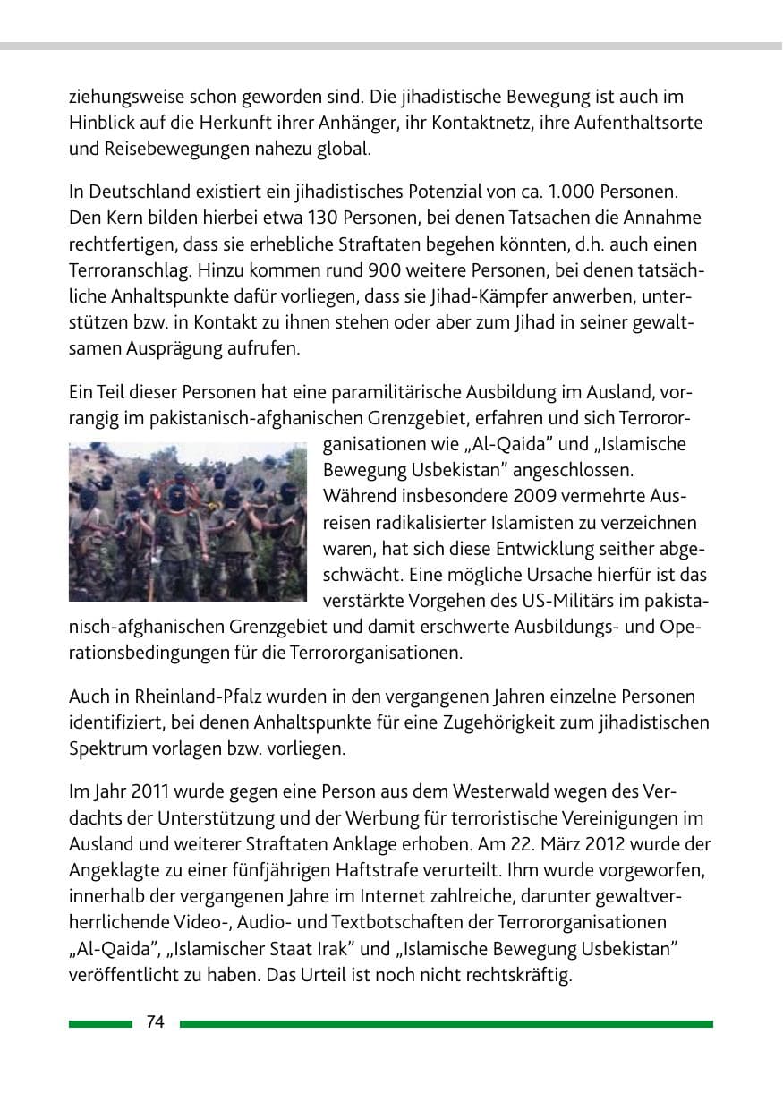 Seite 76 des Verfassungsschutzbericht 2011 Rheinland-Pfalz
