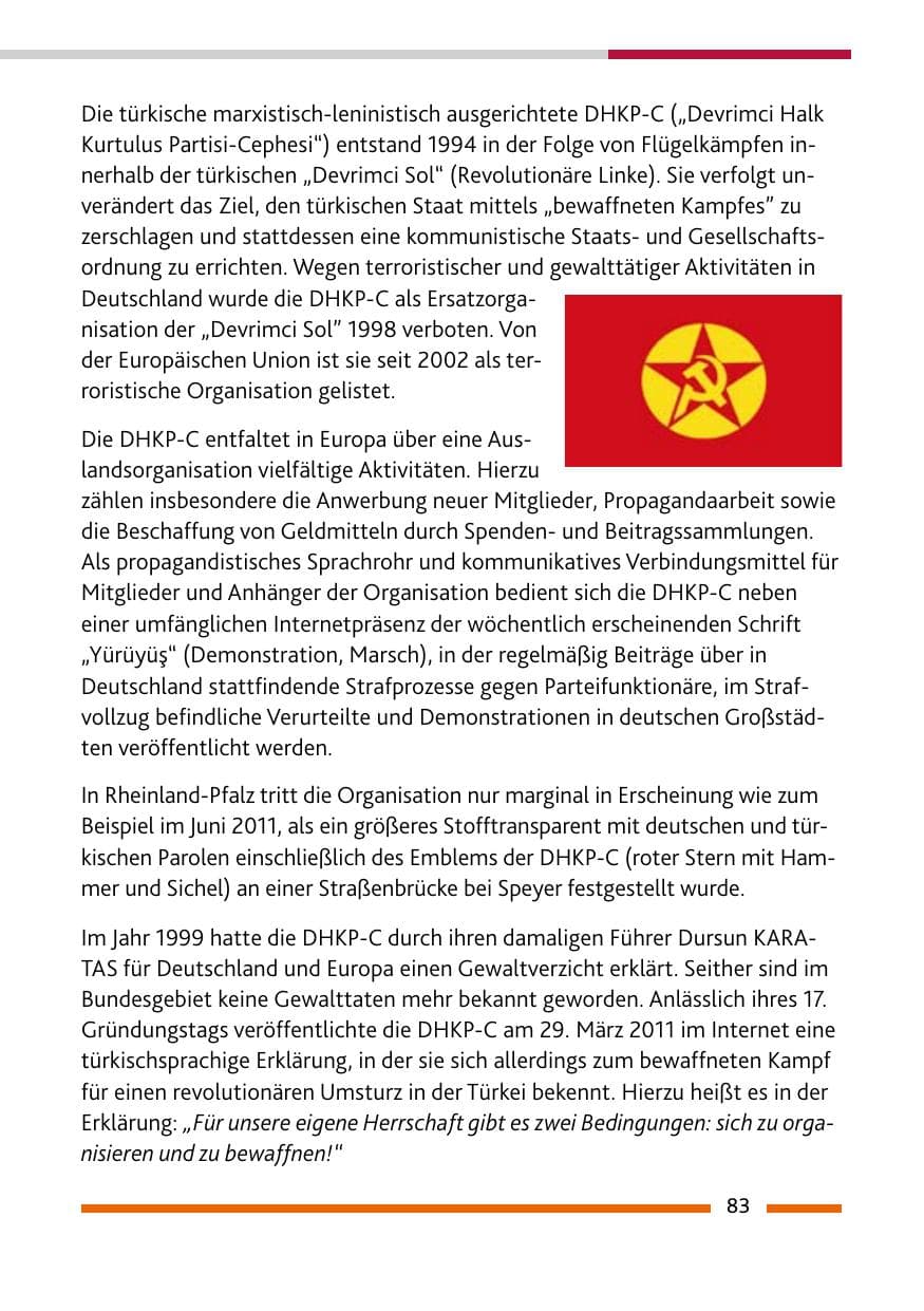 Seite 85 des Verfassungsschutzbericht 2011 Rheinland-Pfalz