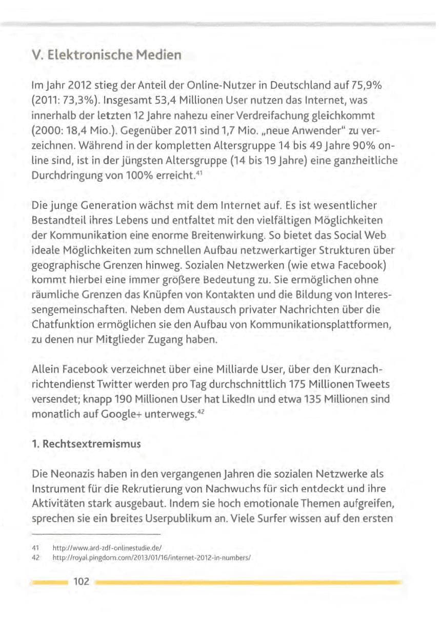 Seite 102 des Verfassungsschutzbericht 2012 Rheinland-Pfalz