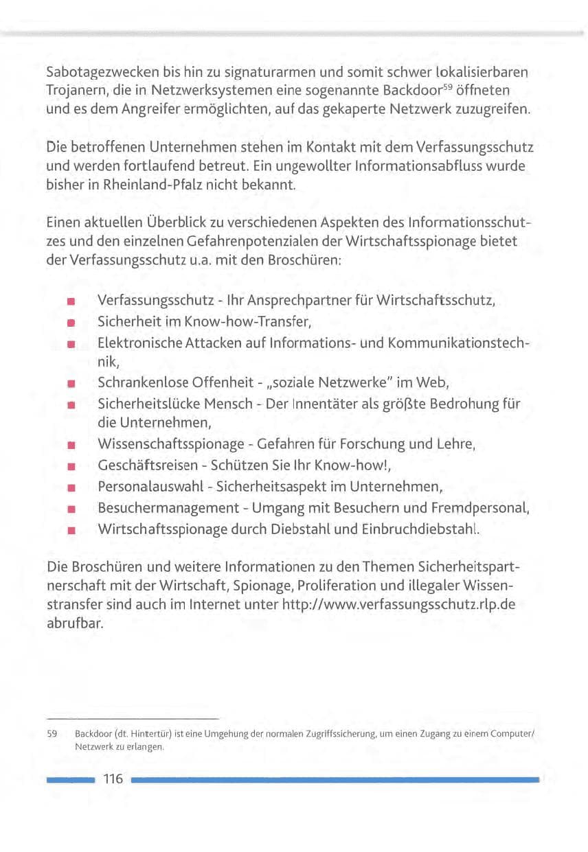 Seite 116 des Verfassungsschutzbericht 2012 Rheinland-Pfalz