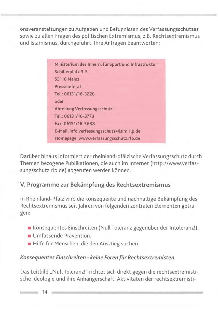Seite 14 des Verfassungsschutzbericht 2012 Rheinland-Pfalz