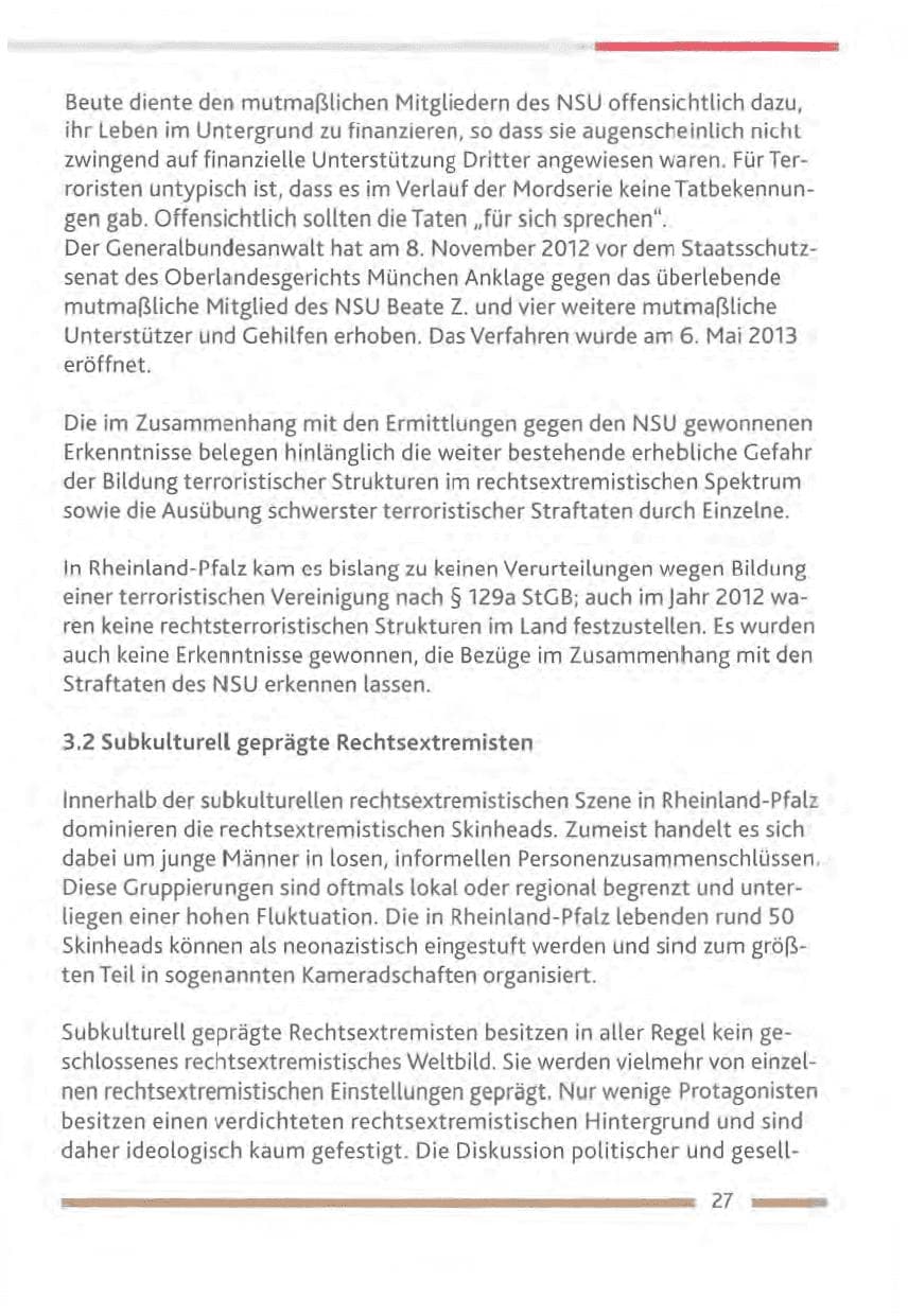 Seite 27 des Verfassungsschutzbericht 2012 Rheinland-Pfalz