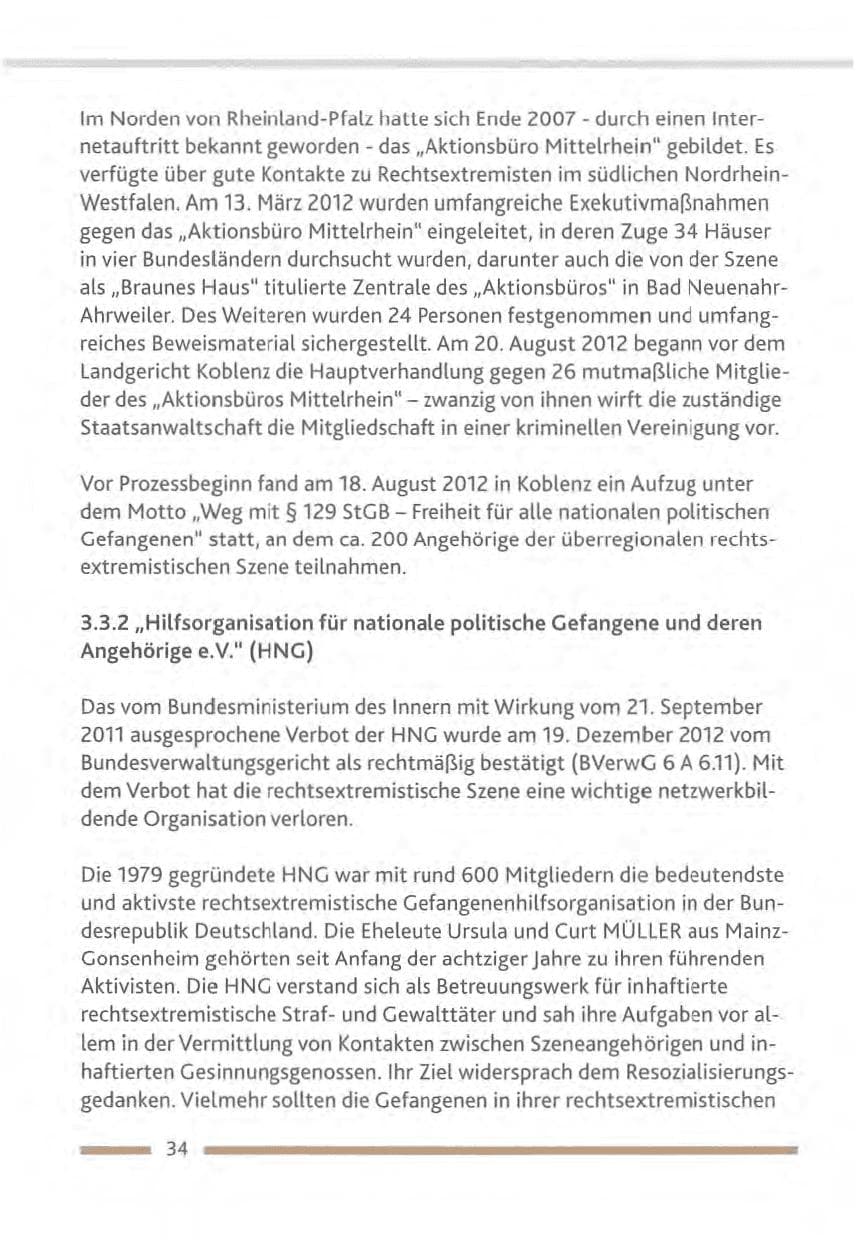 Seite 34 des Verfassungsschutzbericht 2012 Rheinland-Pfalz