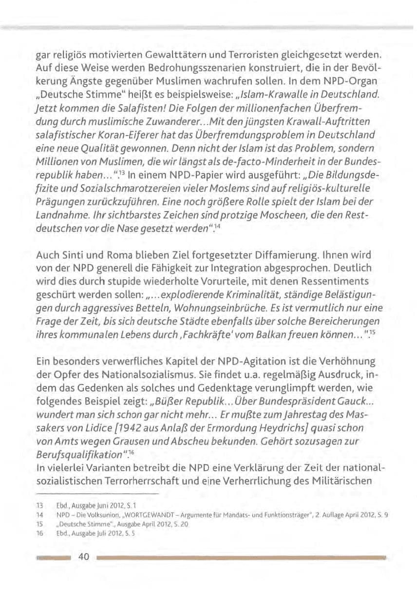 Seite 40 des Verfassungsschutzbericht 2012 Rheinland-Pfalz