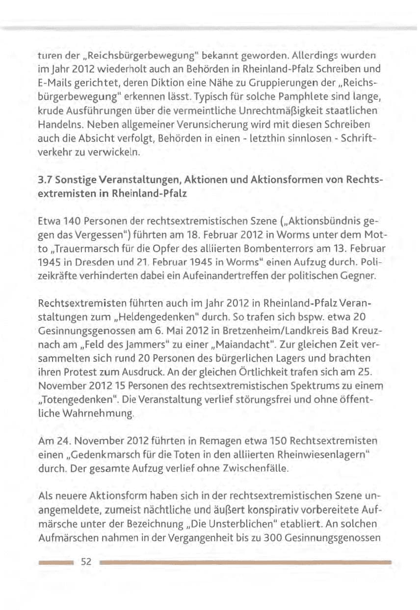 Seite 52 des Verfassungsschutzbericht 2012 Rheinland-Pfalz
