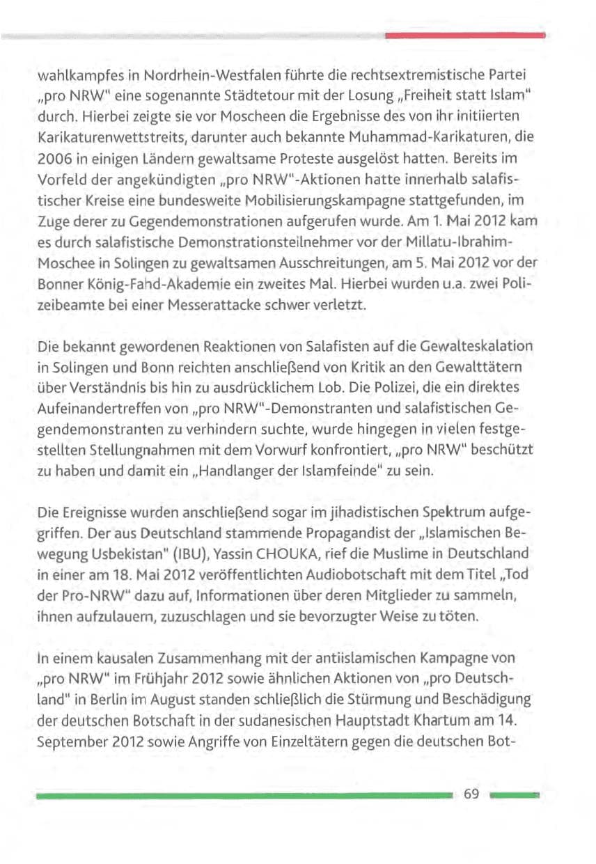 Seite 69 des Verfassungsschutzbericht 2012 Rheinland-Pfalz
