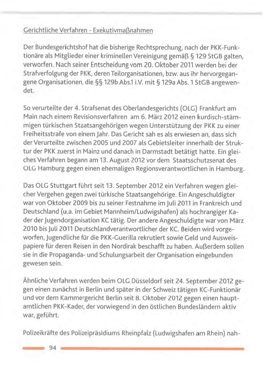 Seite 94 des Verfassungsschutzbericht 2012 Rheinland-Pfalz