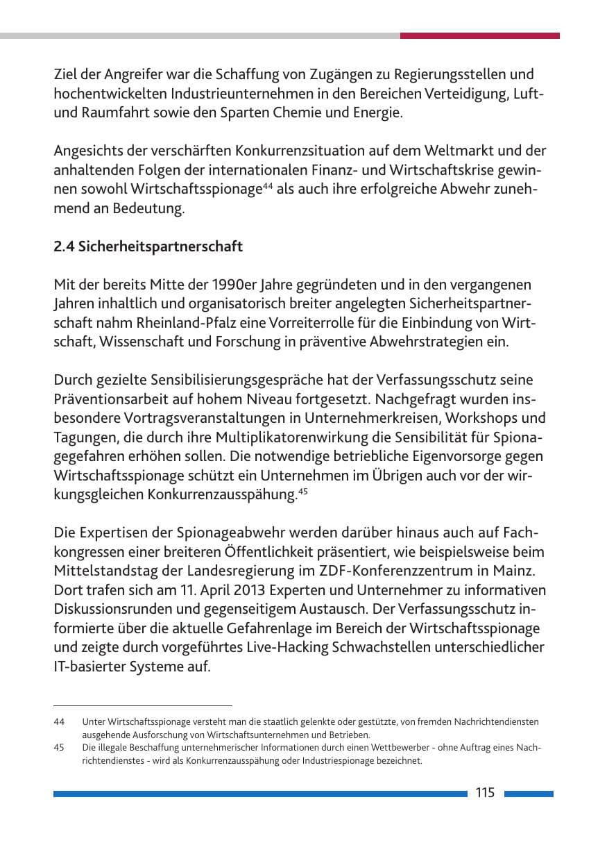 Seite 117 des Verfassungsschutzbericht 2013 Rheinland-Pfalz