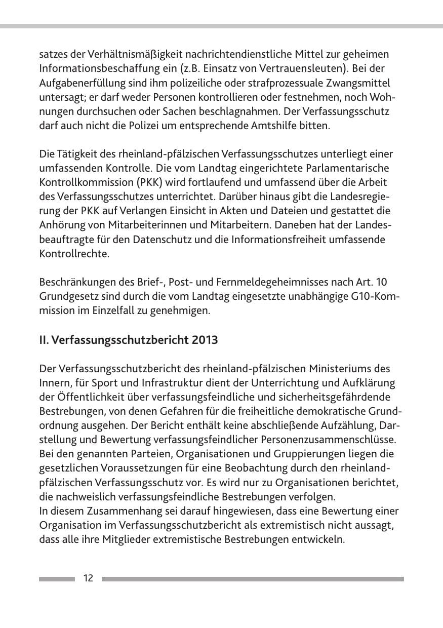 Seite 14 des Verfassungsschutzbericht 2013 Rheinland-Pfalz
