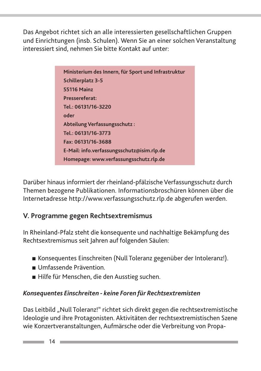 Seite 16 des Verfassungsschutzbericht 2013 Rheinland-Pfalz