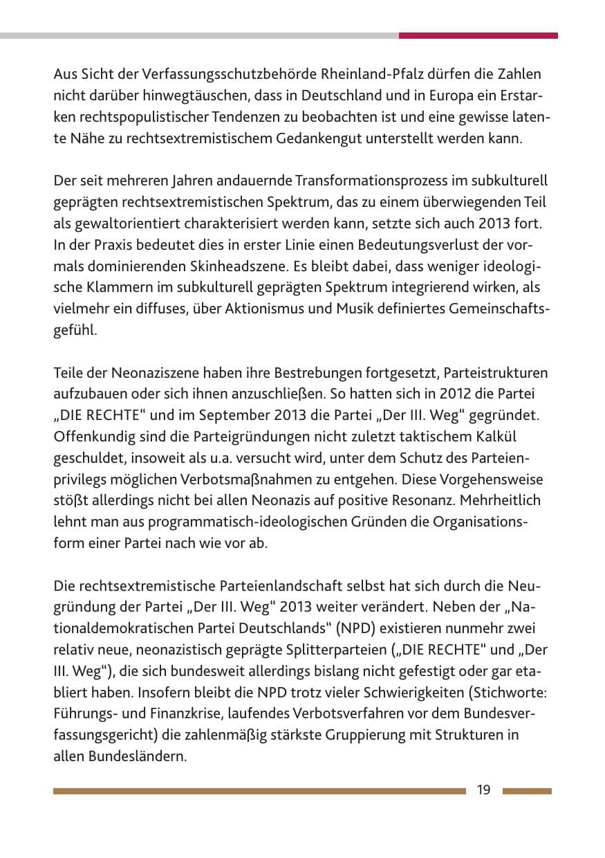 Seite 21 des Verfassungsschutzbericht 2013 Rheinland-Pfalz
