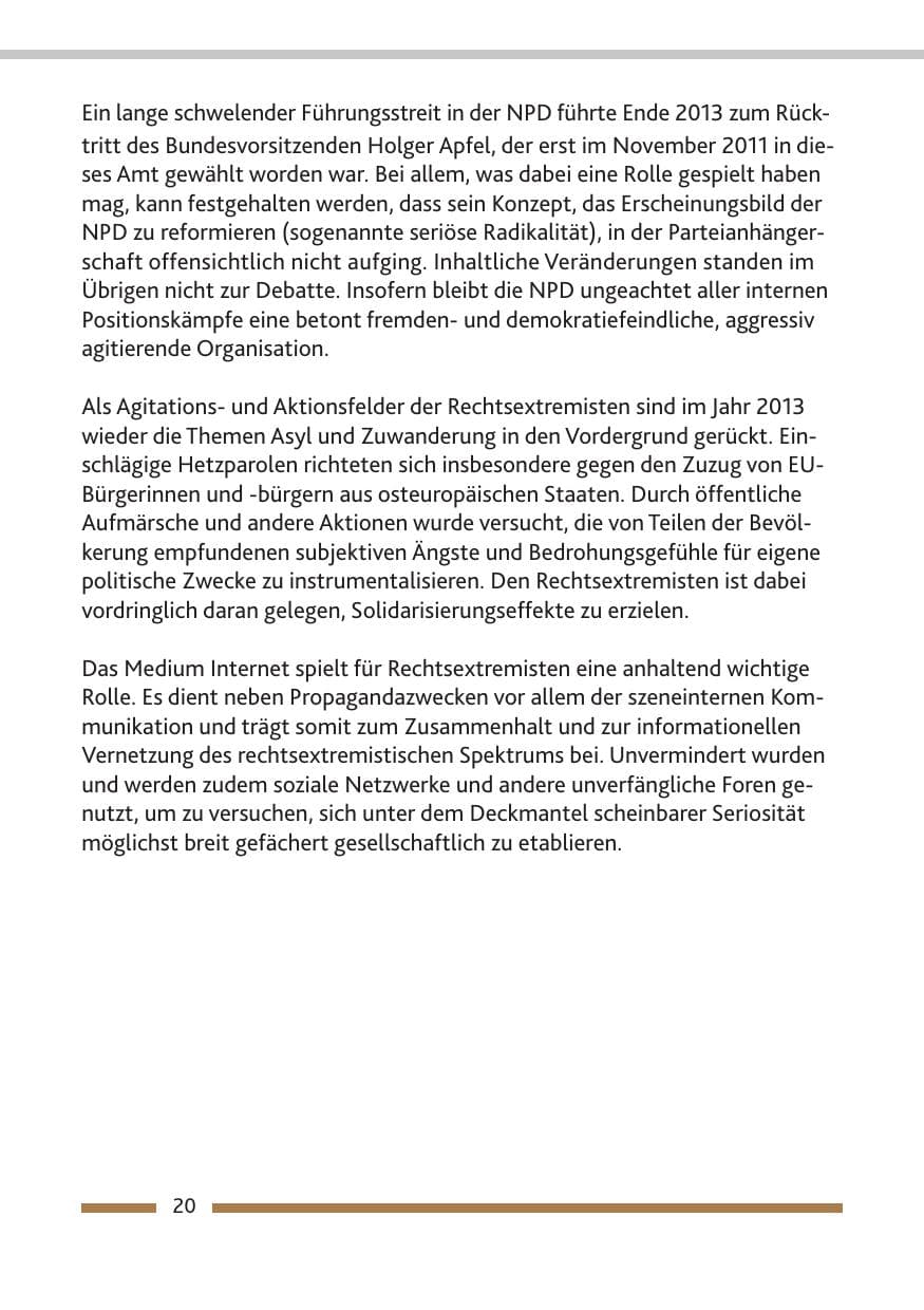 Seite 22 des Verfassungsschutzbericht 2013 Rheinland-Pfalz