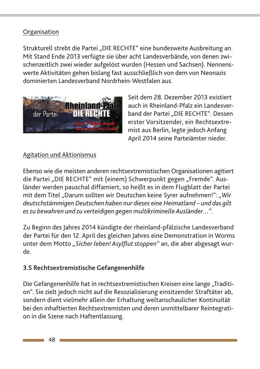 Seite 50 des Verfassungsschutzbericht 2013 Rheinland-Pfalz