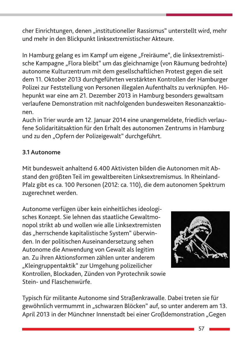 Seite 59 des Verfassungsschutzbericht 2013 Rheinland-Pfalz