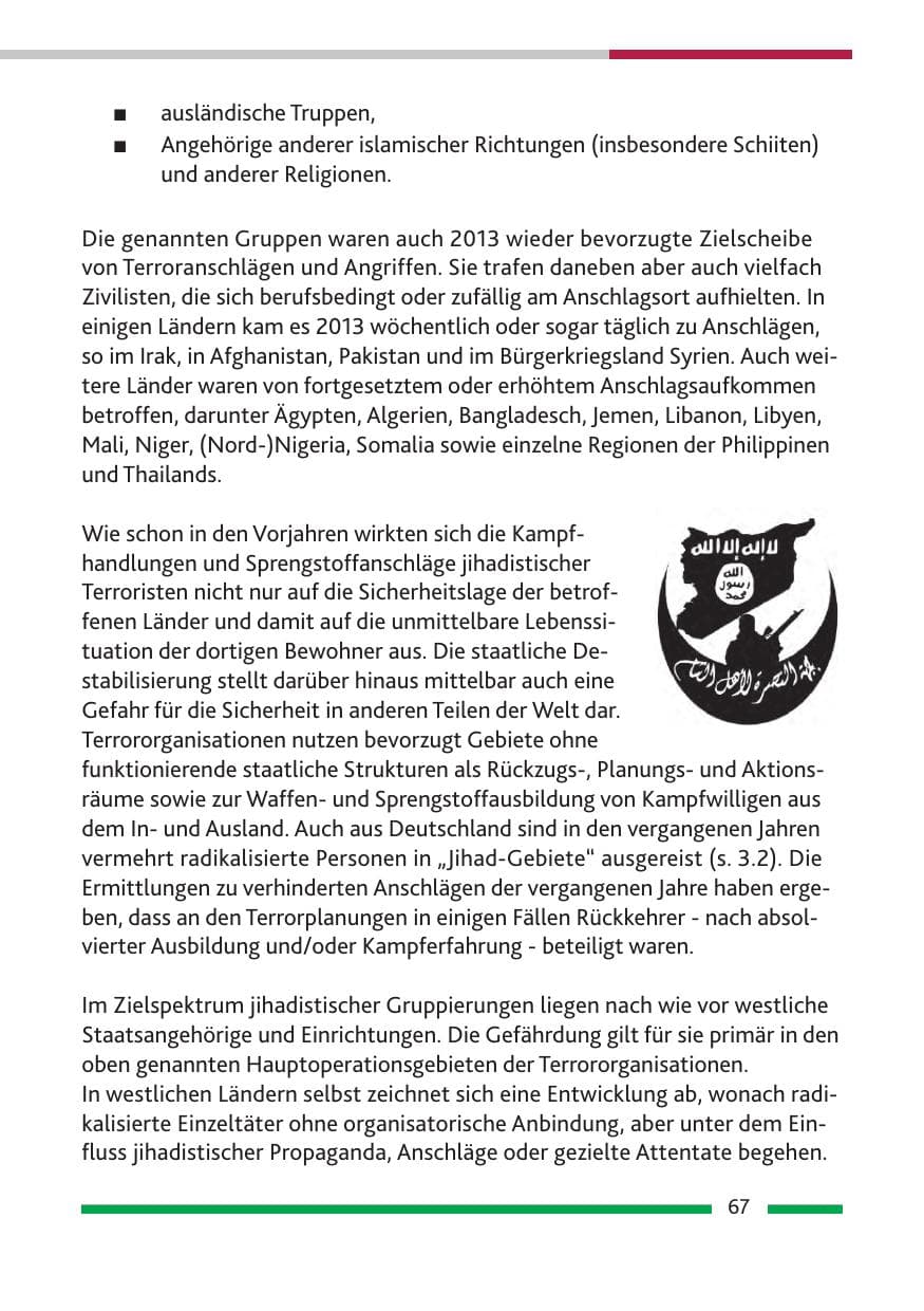 Seite 69 des Verfassungsschutzbericht 2013 Rheinland-Pfalz