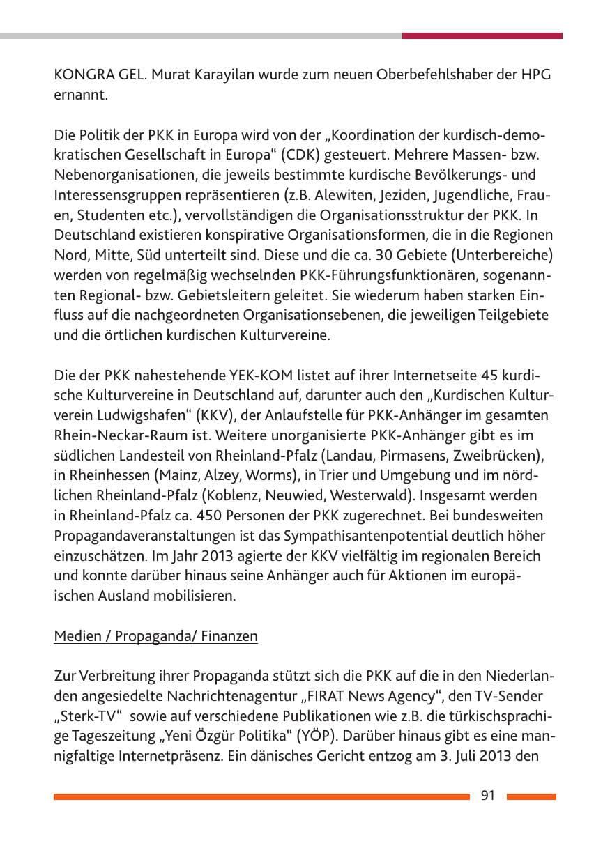 Seite 93 des Verfassungsschutzbericht 2013 Rheinland-Pfalz