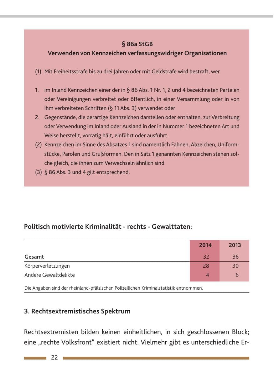 Seite 24 des Verfassungsschutzbericht 2014 Rheinland-Pfalz