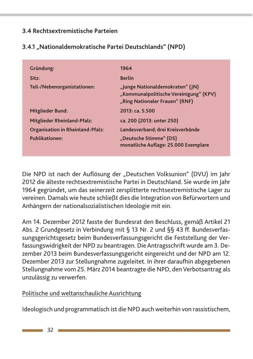 Seite 34 des Verfassungsschutzbericht 2014 Rheinland-Pfalz