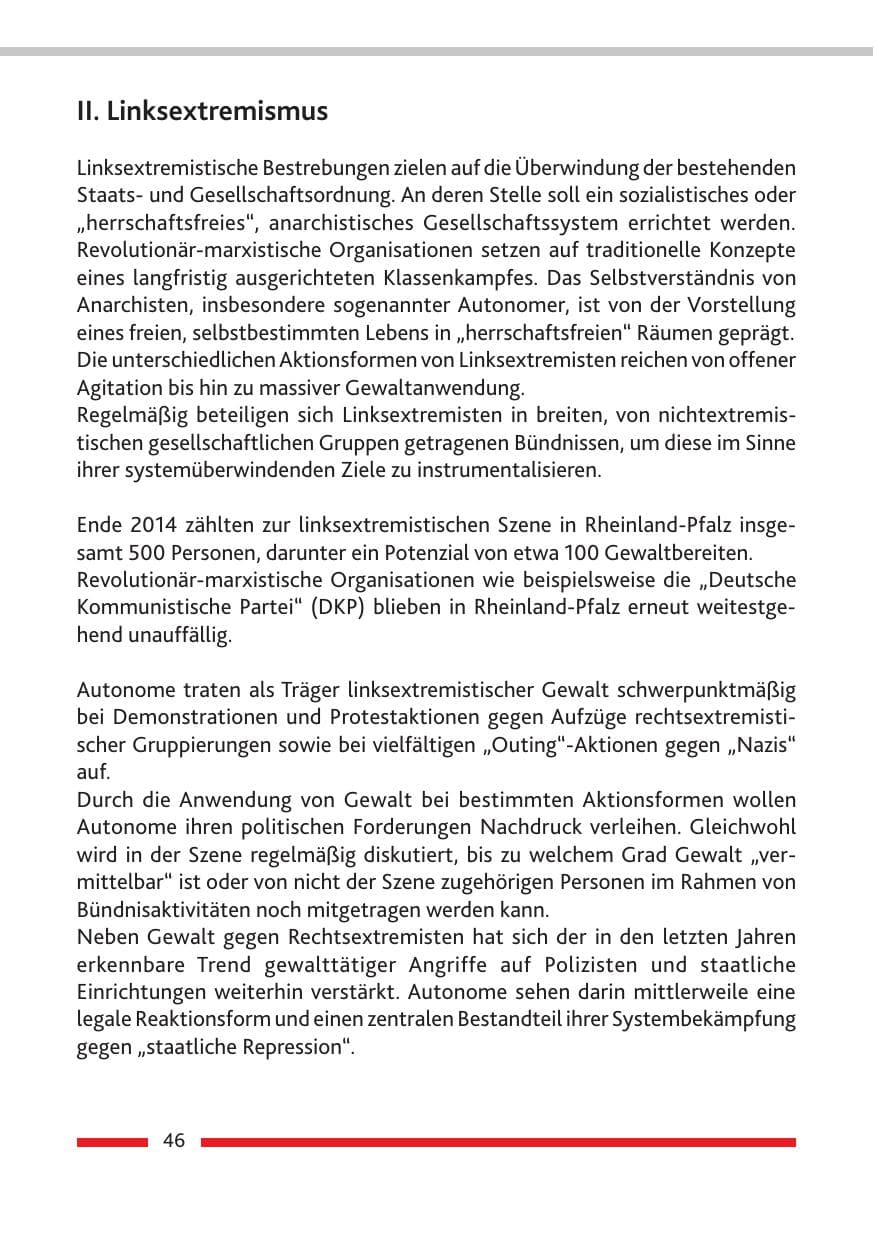 Seite 48 des Verfassungsschutzbericht 2014 Rheinland-Pfalz