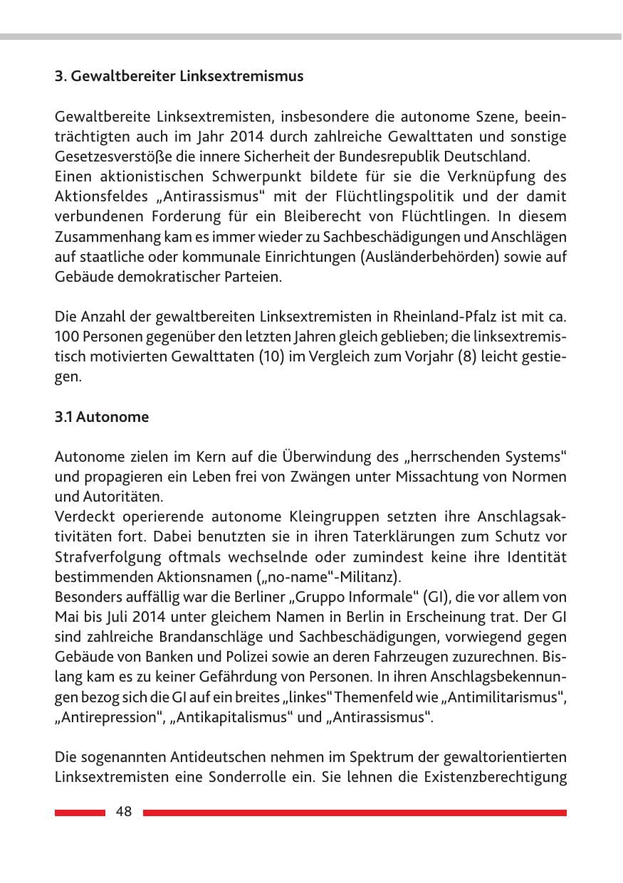 Seite 50 des Verfassungsschutzbericht 2014 Rheinland-Pfalz