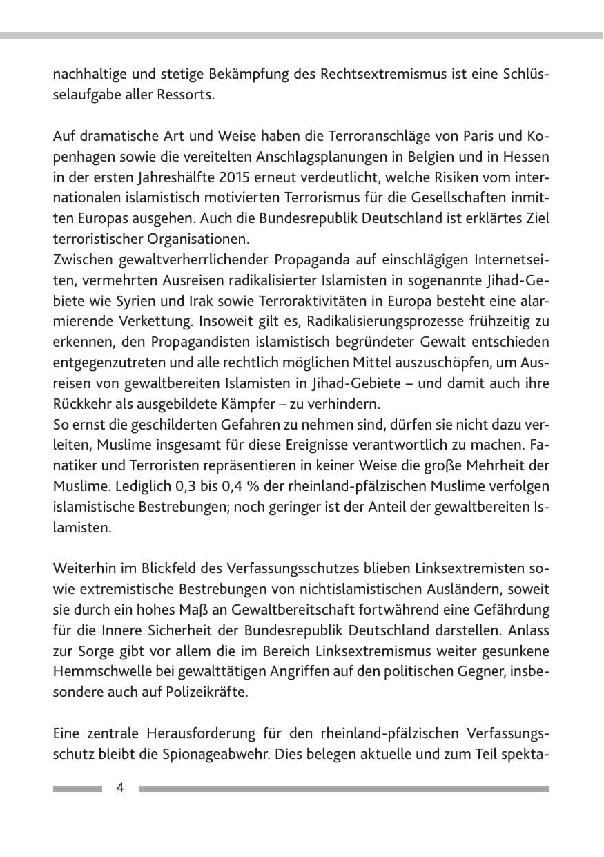 Seite 6 des Verfassungsschutzbericht 2014 Rheinland-Pfalz