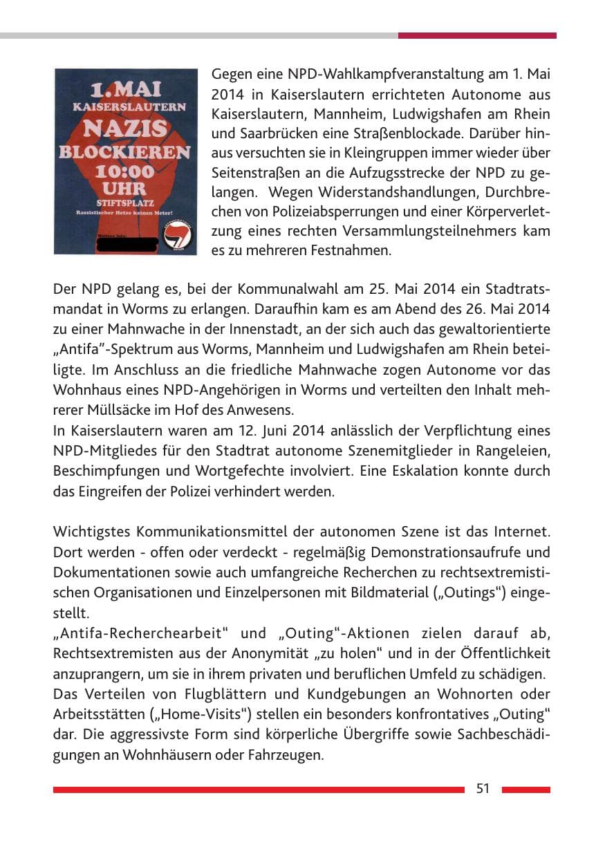 Seite 53 des Verfassungsschutzbericht 2014 Rheinland-Pfalz